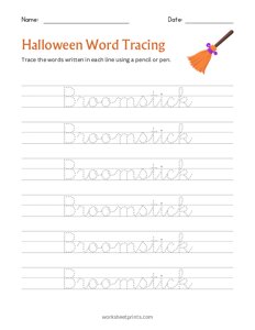 Halloween Word Tracing - Broomstick