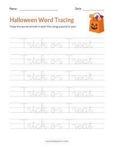 Halloween Word Tracing - Trick or Treat