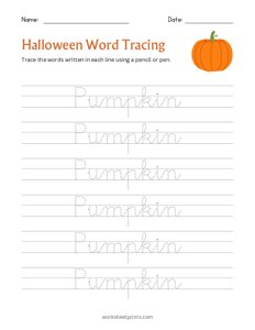 Halloween Word Tracing - Pumpkin