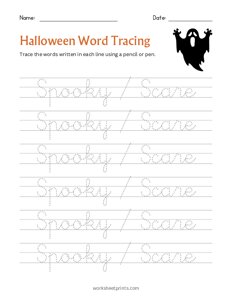 Halloween Word Tracing - Spooky