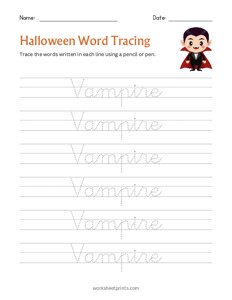 Halloween Word Tracing - Vampire