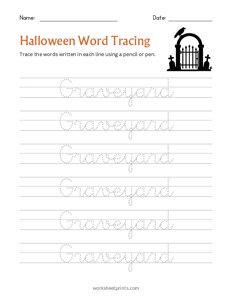 Halloween Word Tracing - Graveyard