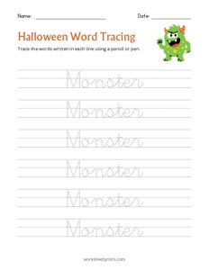 Halloween Word Tracing - Monster