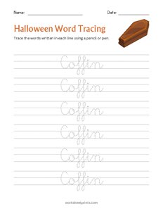 Halloween Word Tracing - Coffin