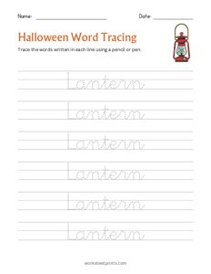 Halloween Word Tracing - Lantern