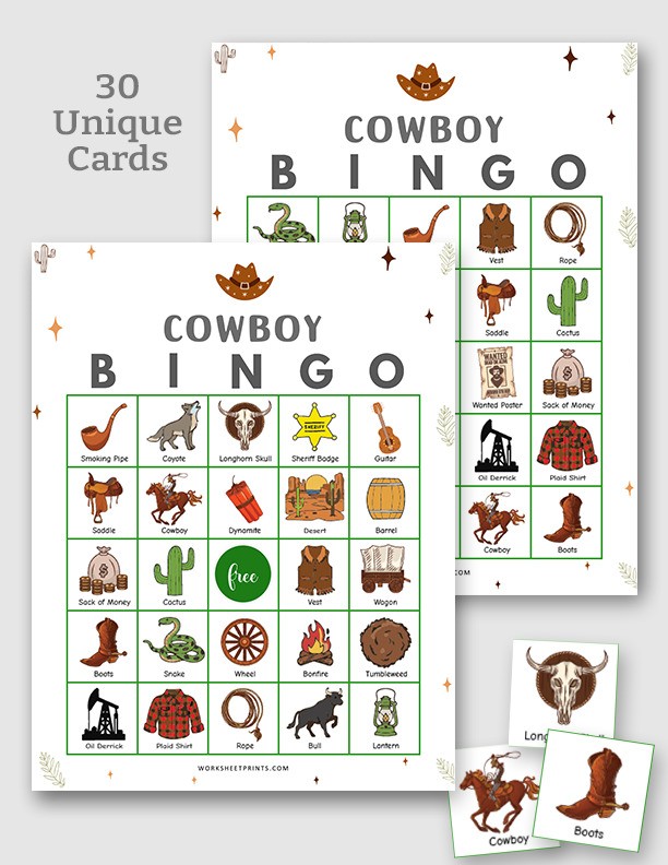 Cowboy Bingo Cards