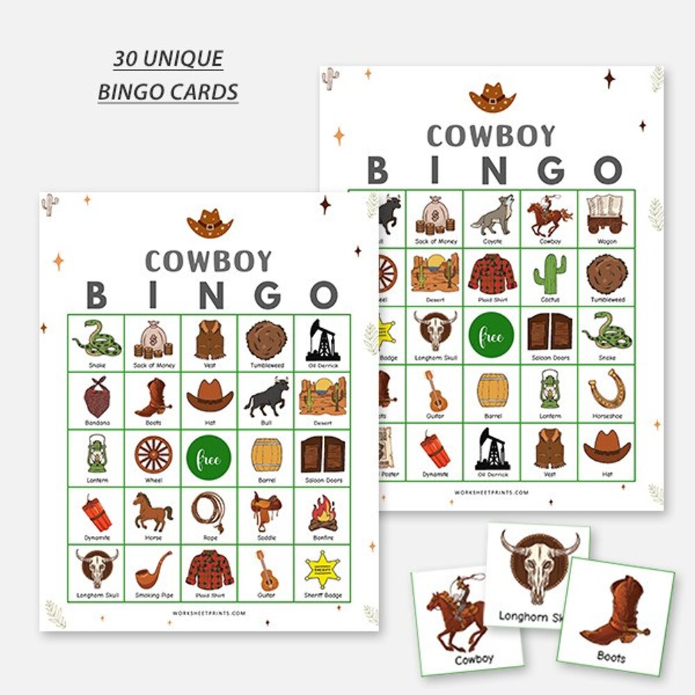 Cowboy Bingo Cards