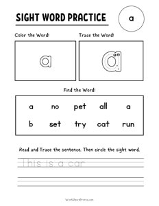 Sight Word Practice - A