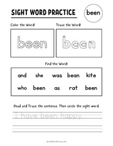 Sight Word Practice - Been