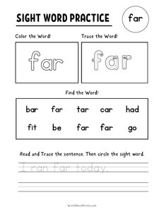 Sight Word Practice - Far