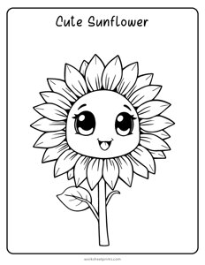Cute Sunflower Coloring Page