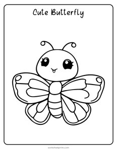 Cute Butterfly Coloring Page