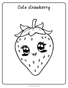 Cute Strawberry Coloring Page