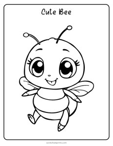 Cute Bee Coloring Page