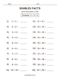 Mental Math - Doubles and Near Doubles - #1