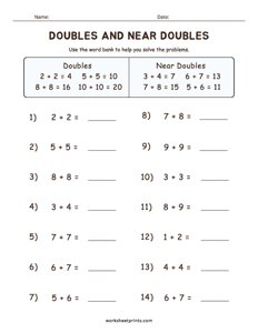 Mental Math - Doubles and Near Doubles - #3