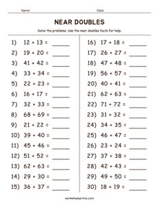 Mental Math - Doubles and Near Doubles - #8