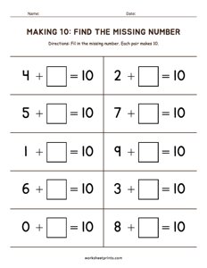 Making 10 Worksheet - #1