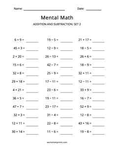 Mental Math - Addition and Subtraction - #2