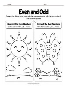 Connect the Dots Even and Odd Worksheet - #1