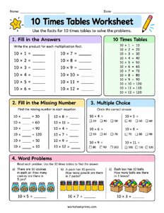 10 Times Tables Worksheet