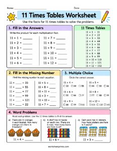 11 Times Tables Worksheet
