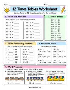 12 Times Tables Worksheet