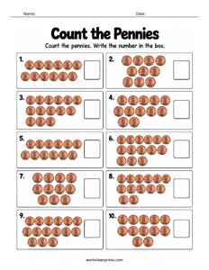Count the Pennies Worksheet - #2