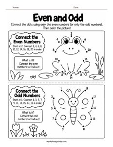 Connect the Dots Even and Odd Worksheet - #3