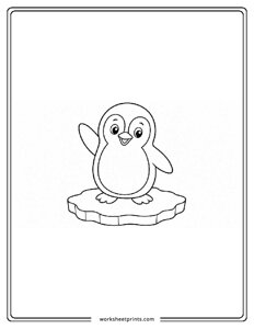 Cute Penguin - Ocean Animals Coloring Sheets