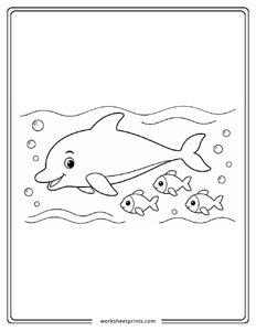Dolphin and Fish - Ocean Animals Coloring Sheets