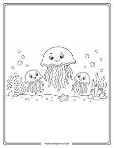 Jellyfish - Ocean Animals Coloring Sheets