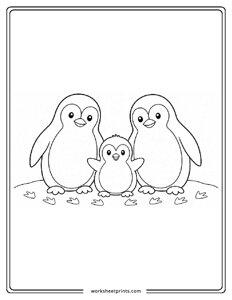 Penguin Family - Ocean Animals Coloring Sheets