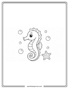 Seahorse - Ocean Animals Coloring Sheets