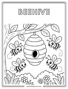 Beehive - Insects Coloring Sheets