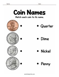 Name the Coins Worksheet