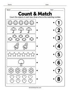Count and Match Worksheet - #1