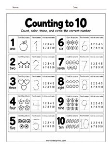 Counting to 10 Worksheet - #1
