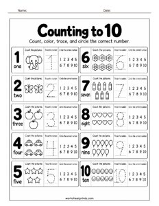 Counting to 10 Worksheet - #2