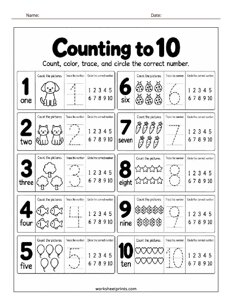 Counting to 10 Worksheet - #3
