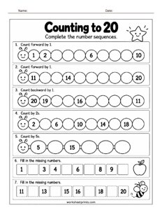 Counting to 20 Worksheet - #1