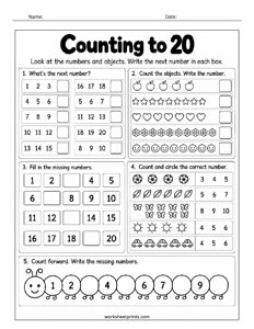 Counting to 20 Worksheet - #3