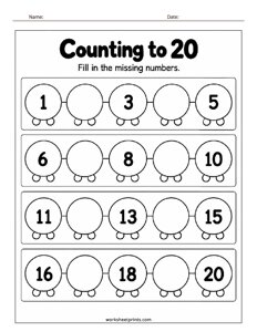 Counting to 20 Worksheet - #4