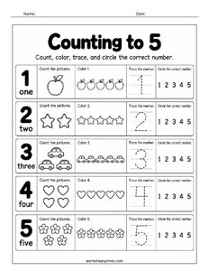 Counting to 5 Worksheet - #2