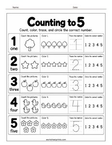 Counting to 5 Worksheet - #3