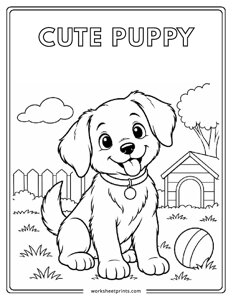 Cute Puppy - Pet Animals Coloring Sheets
