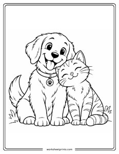 Dog & Cat - Pet Animals Coloring Sheets