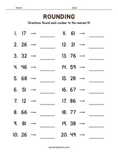 Estimating & Rounding Worksheet - #3