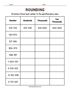Estimating & Rounding Worksheet - #6