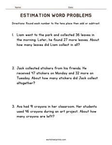 Estimating & Rounding Worksheet - #7